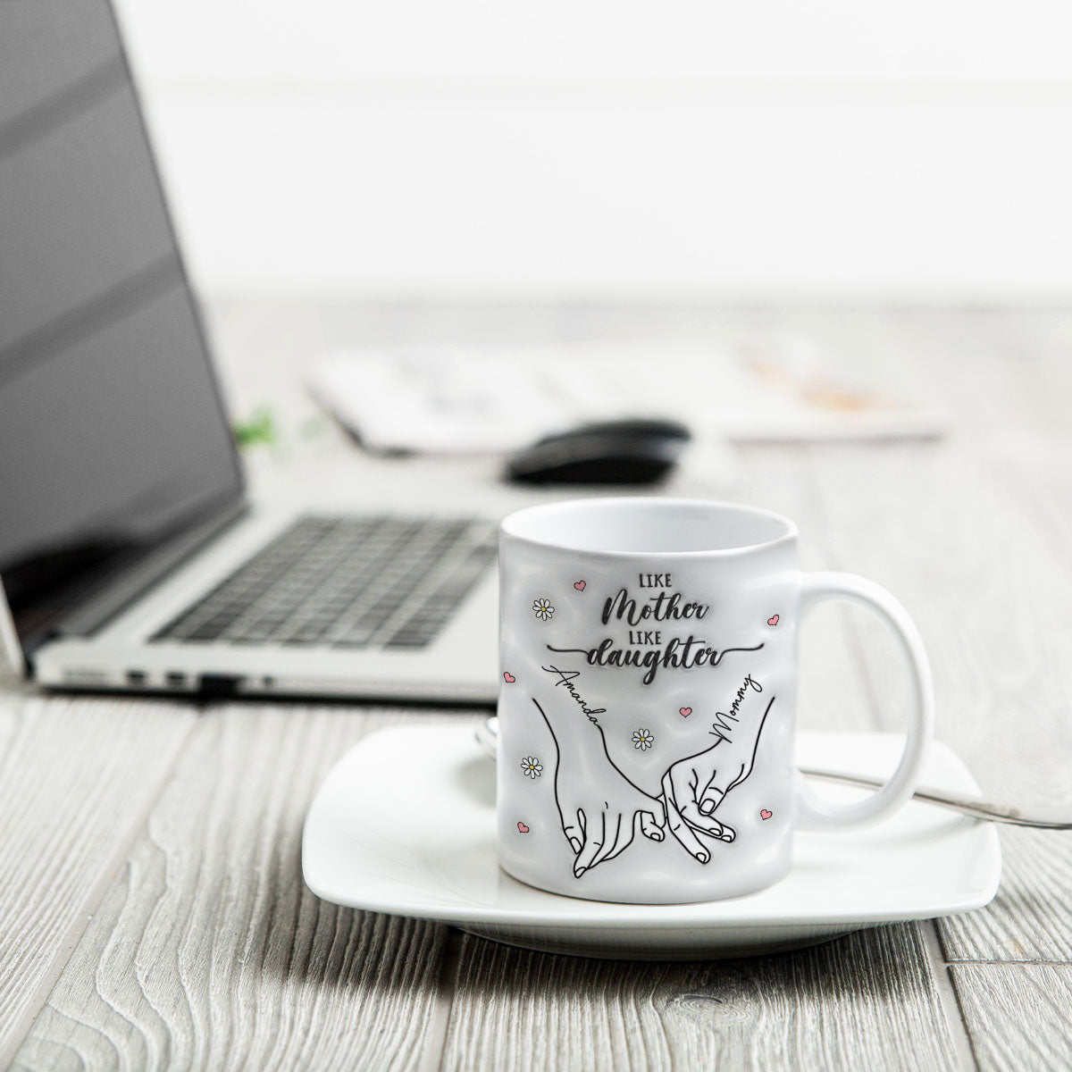 3D Inflated Like Mother Like Daughter Holding Hands Personalized Mug