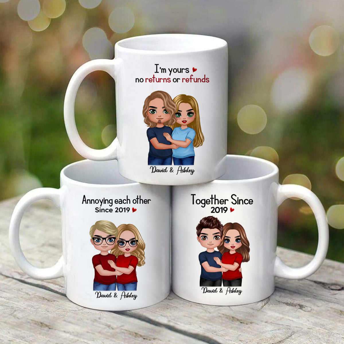 Standing Embracing Doll Couple Valentine's Anniversary Gift For Him Gift For Her Personalized Mug