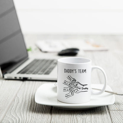 Daddy's Team Fist Bump Outline 3D Inflated Effect Personalized Mug
