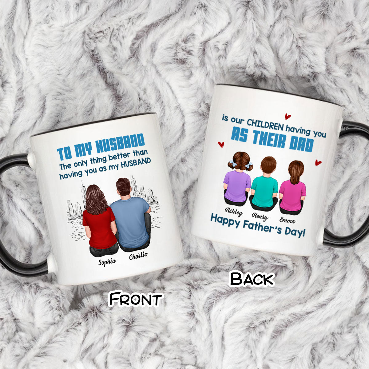 To My Husband Our Children Having You As Their Dad Blue Tone Personalized Mug, Father's Day Gift