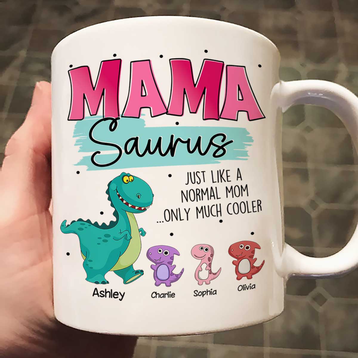 Grandmasaurus Mamasaurus Cute Dinosaurs Mother's Day Gift For Mom Grandma Personalized Mug