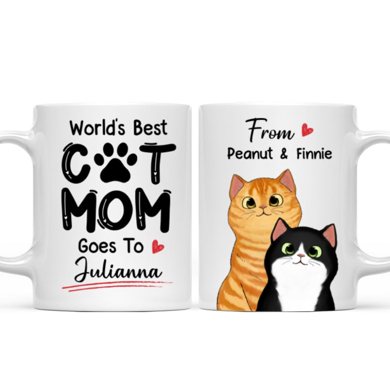 World's Best Mom Goes To From Peeking Cats Personalized Mug