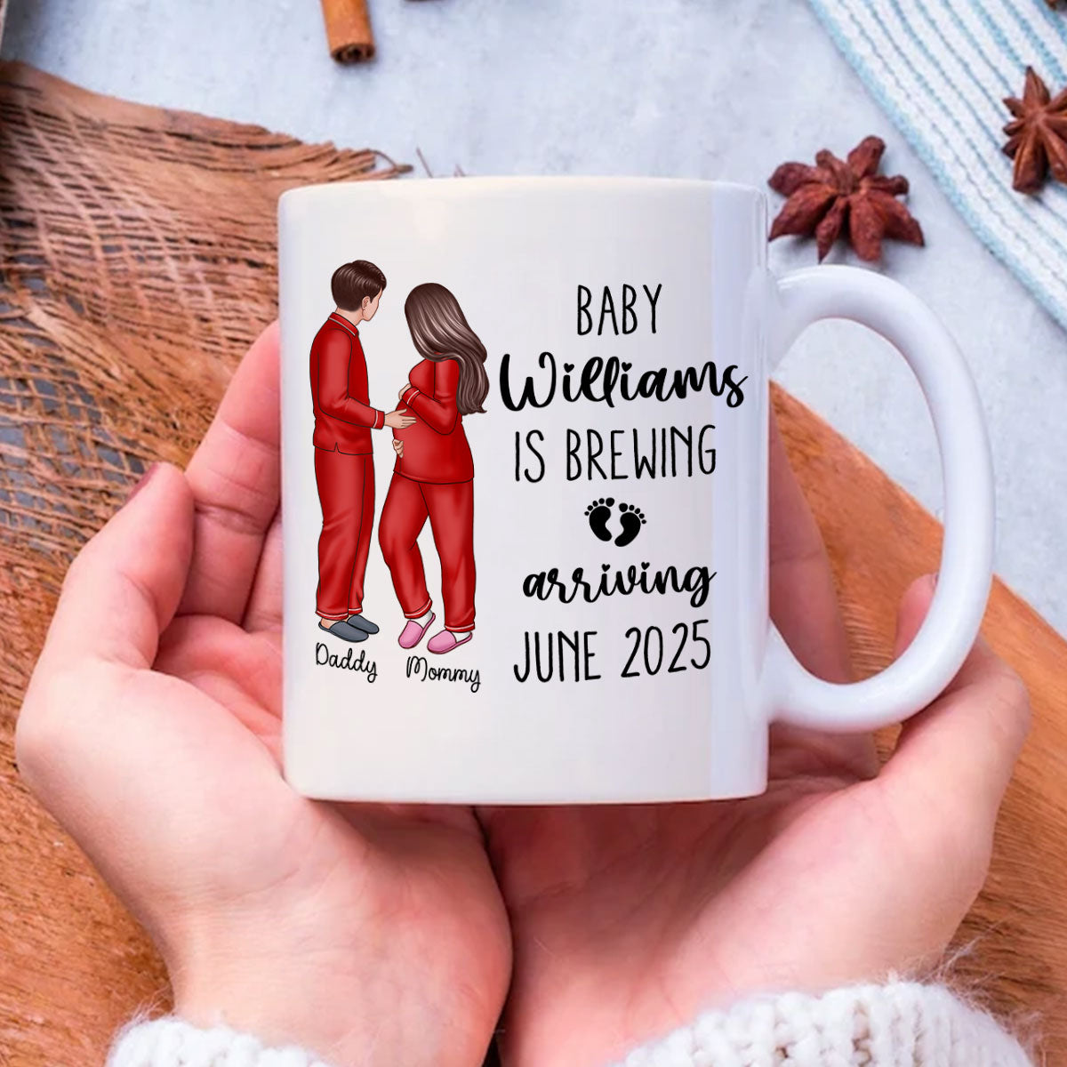 Baby Is Brewing Pregnancy Couple Personalized Mug Expecting Mom Gift, Expecting Parents Gift, Gift