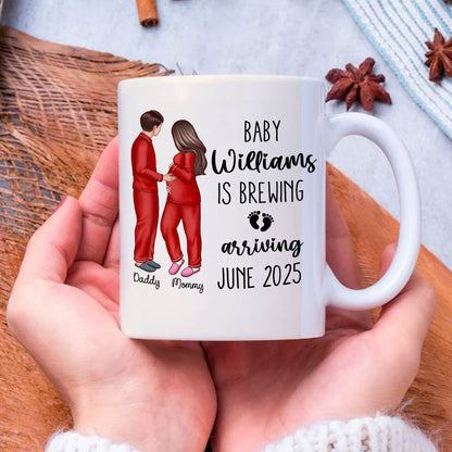 Baby Is Brewing Pregnancy Couple Personalized Mug Expecting Mom Gift, Expecting Parents Gift, Gift