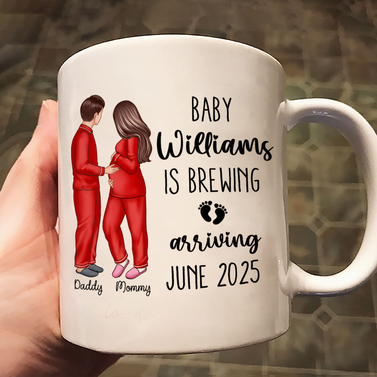 Baby Is Brewing Pregnancy Couple Personalized Mug Expecting Mom Gift, Expecting Parents Gift, Gift