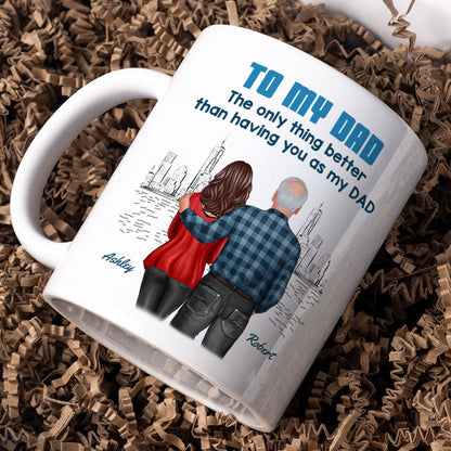 To Dad My Children Having You As Their Grandpa Fist Bump Blue Tone Personalized Mug, Gift For Dad