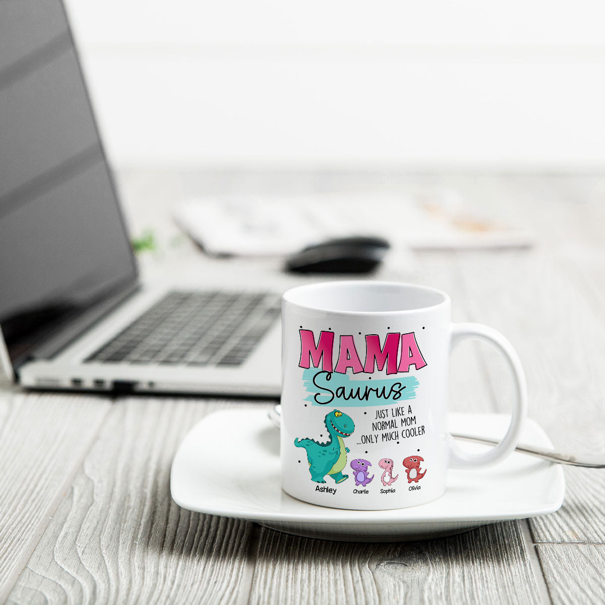 Grandmasaurus Mamasaurus Cute Dinosaurs Mother's Day Gift For Mom Grandma Personalized Mug
