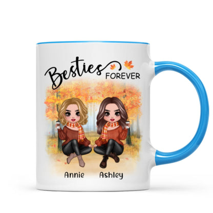 Doll Best Friends Besties Sitting Fall Season Personalized Mug