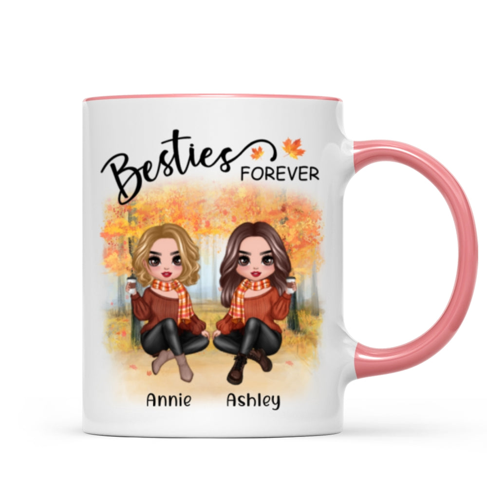 Doll Best Friends Besties Sitting Fall Season Personalized Mug