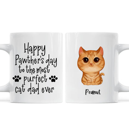 Watercolor Cute Cats Happy Pawther's Day Most Purfect Cat Dad Father's Day Gift Personalized Mug