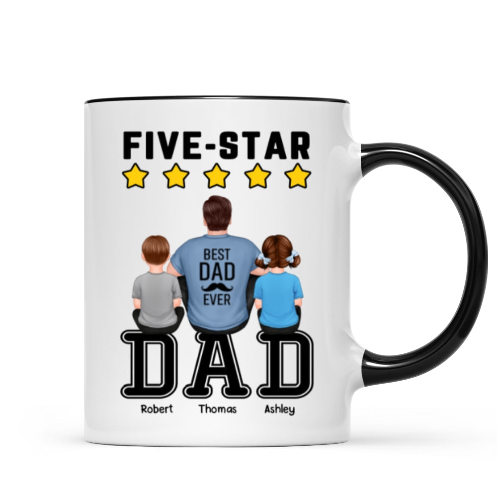 Five - Star Dad Back View Dad And Kids Personalized Mug
