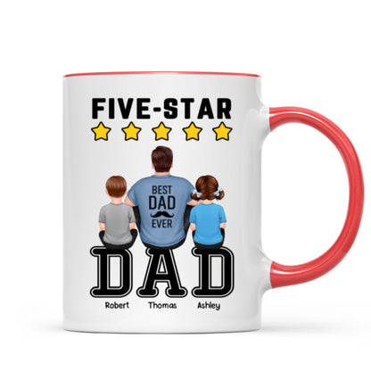 Five - Star Dad Back View Dad And Kids Personalized Mug