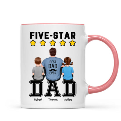 Five - Star Dad Back View Dad And Kids Personalized Mug