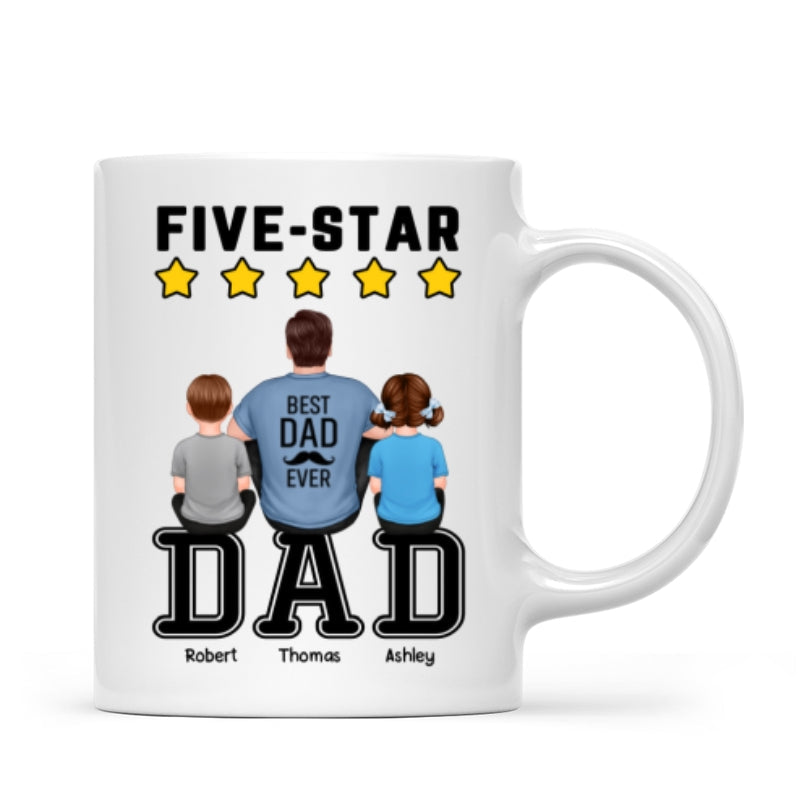 Five - Star Dad Back View Dad And Kids Personalized Mug