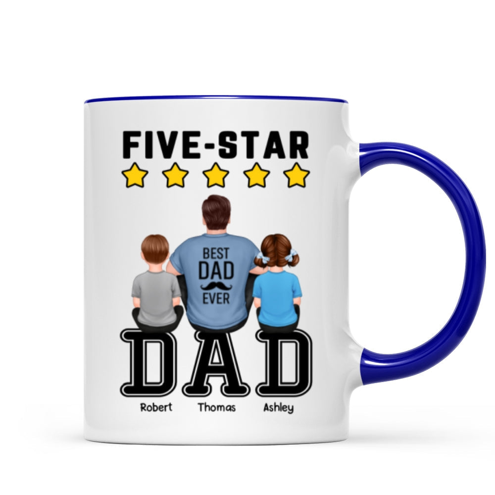 Five - Star Dad Back View Dad And Kids Personalized Mug
