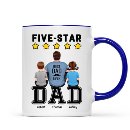 Five - Star Dad Back View Dad And Kids Personalized Mug