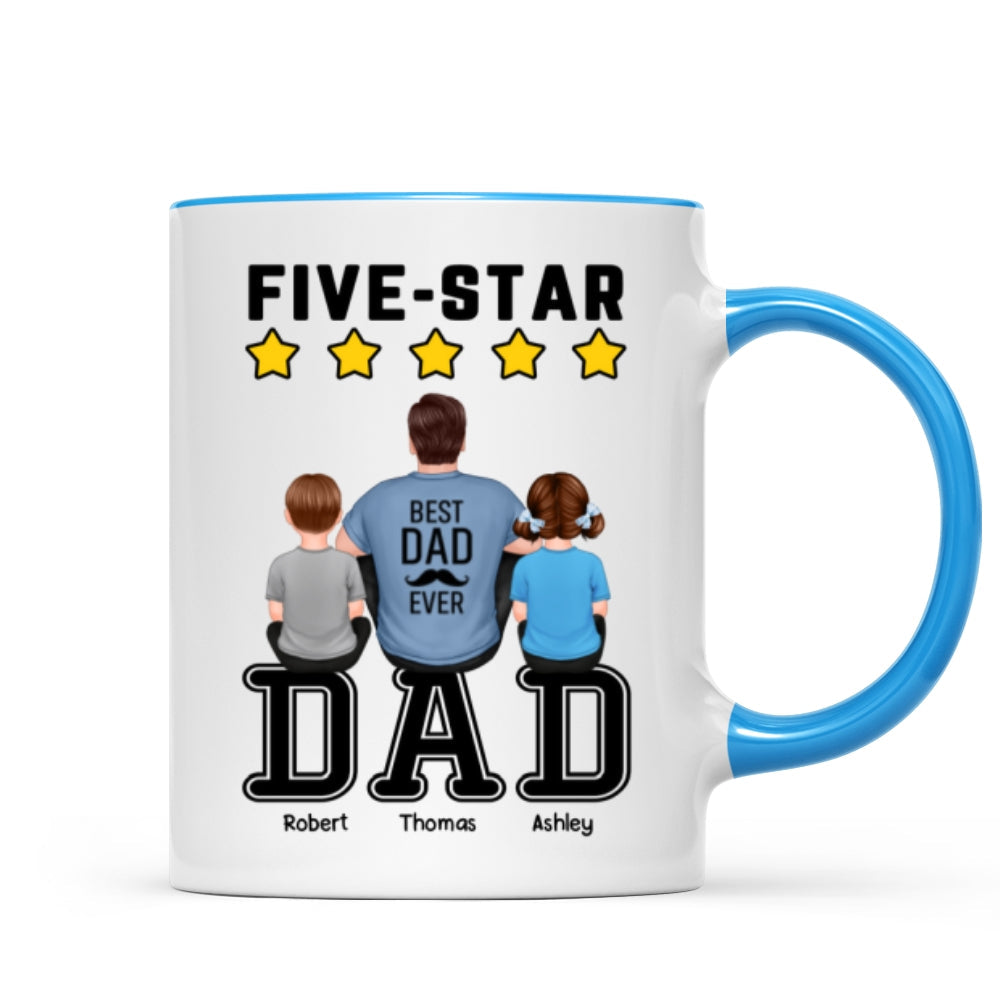 Five - Star Dad Back View Dad And Kids Personalized Mug