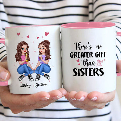 No Greater Gift Than Sisters Besties Pretty Cartoon Girls Personalized Mug