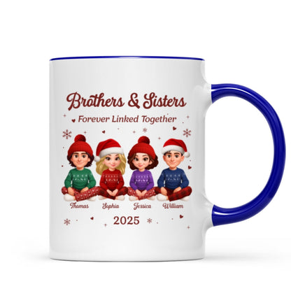 Brothers Sisters Forever Linked Together - Personalized Mug - Christmas Gift For Brothers, Sisters, Siblings
