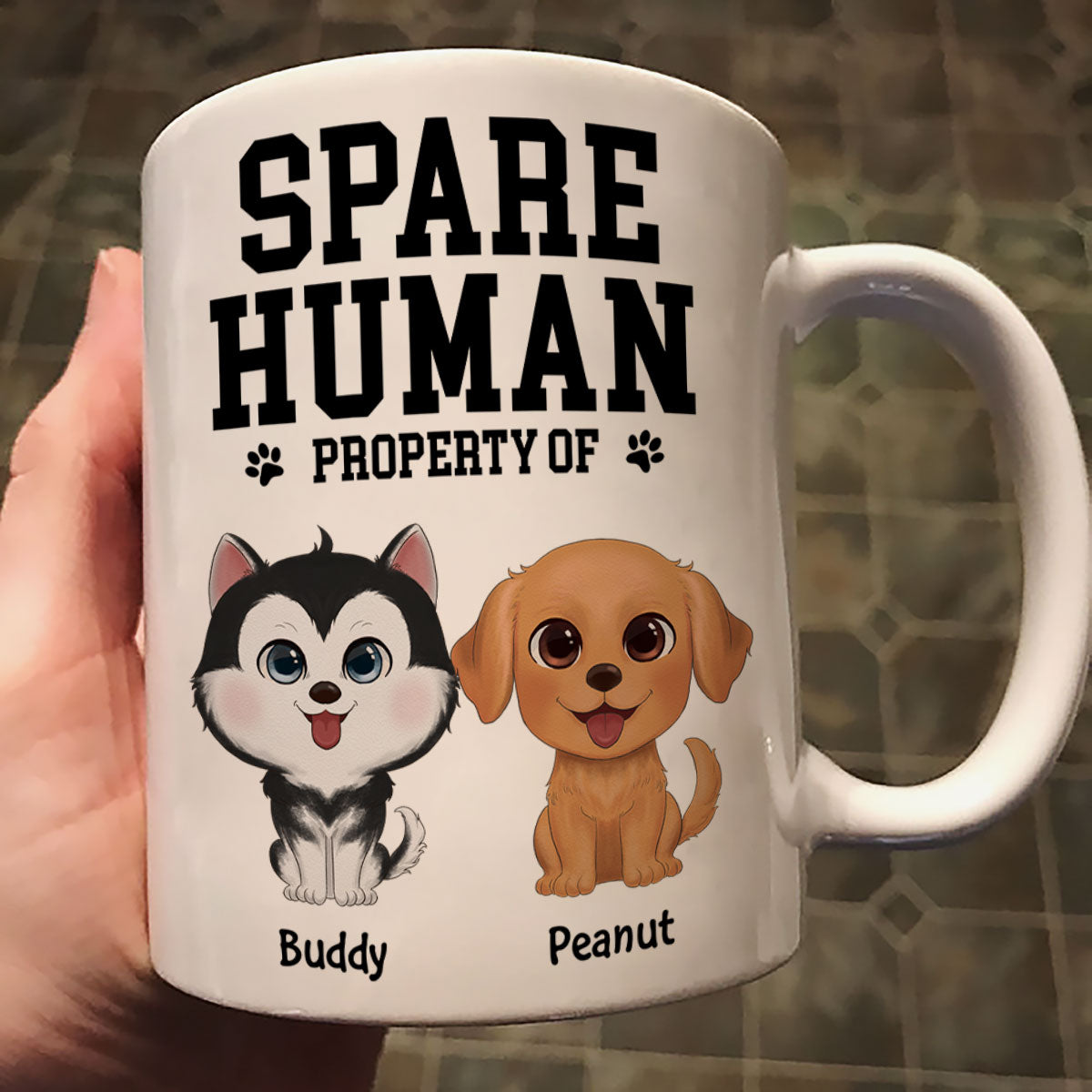 Spare Human Primary Human Funny Gift For Dog Lover or Cat Lover Personalized Mug