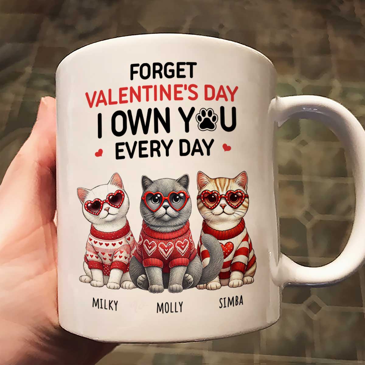 Forget We Own You Every Day, Cat Mom Personalized Mug, Gift for Cat lovers