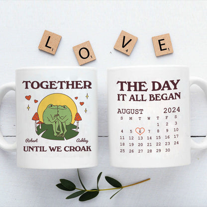 Until We Croak Together Frog Couple Anniversary Calendar Keepsake Personalized Mug