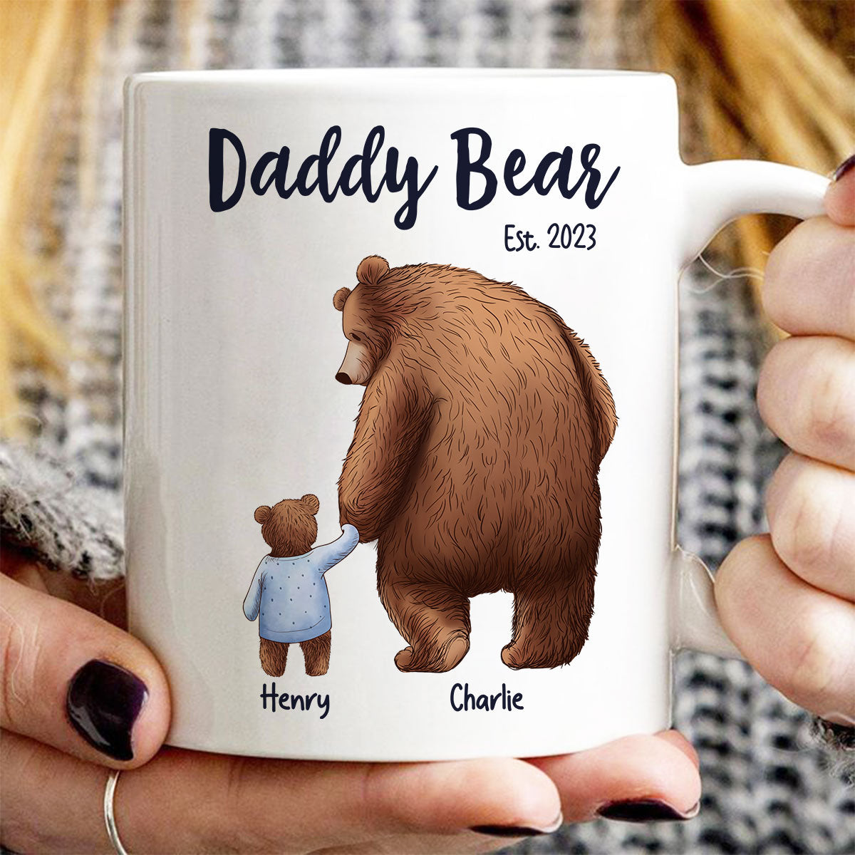 Daddy Bear Papa Bear Fathers Day Gift For Husband Dad Grandpa Personalized Mug
