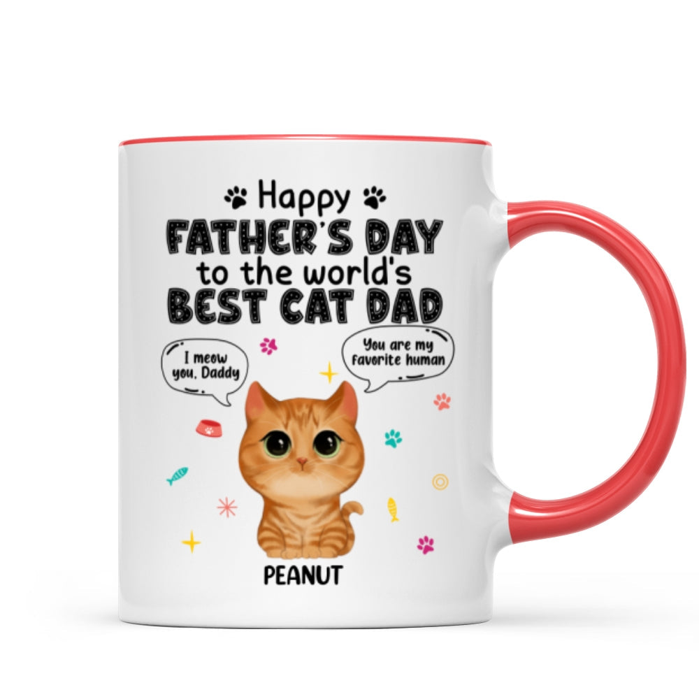 Watercolor Cute Cats Happy Father's Day Cat Dad Personalized Mug