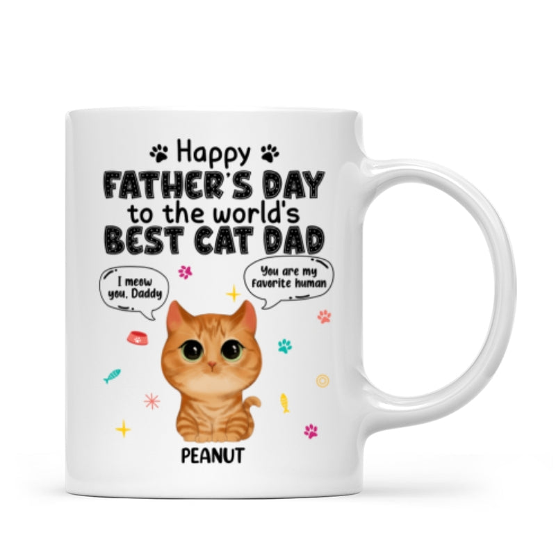 Watercolor Cute Cats Happy Father's Day Cat Dad Personalized Mug