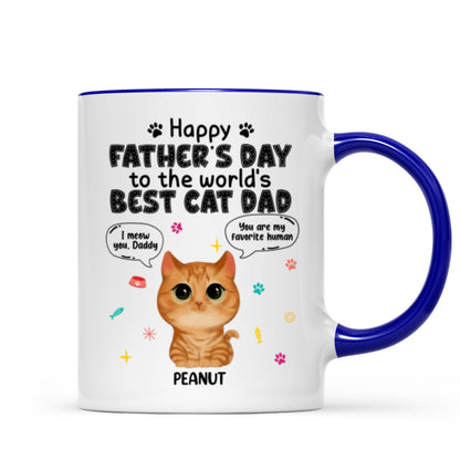 Watercolor Cute Cats Happy Father's Day Cat Dad Personalized Mug