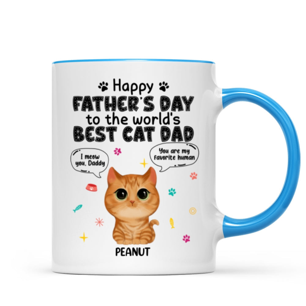 Watercolor Cute Cats Happy Father's Day Cat Dad Personalized Mug
