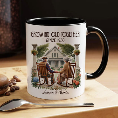Couple Sitting On The Porch Growing Old Together Since Personalized Mug, Heartfelt Gift For Couple, For Him, For Her, Husband, Wife