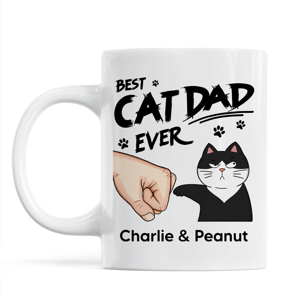 Best Cat Dad Ever Fist Bump Funny Cute Cats Personalized Mug
