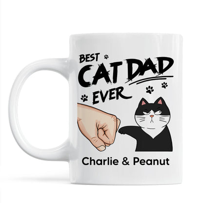 Best Cat Dad Ever Fist Bump Funny Cute Cats Personalized Mug